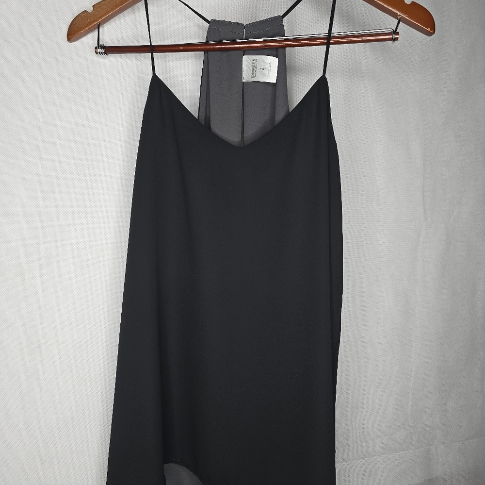 Express Barcelona Cami Black Gray Reversible Tank Top V-neck Spaghetti Strap S